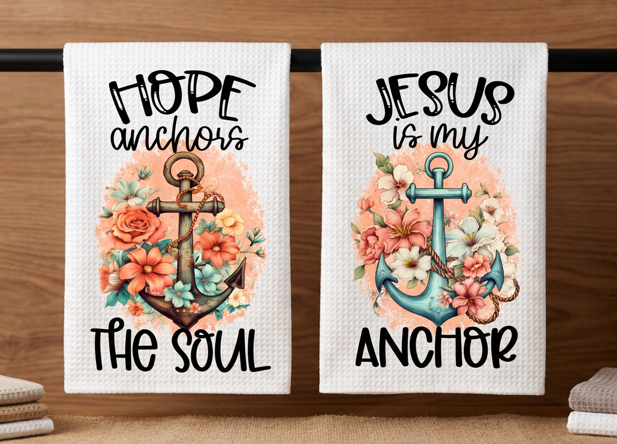 Kitchen Towel Set - Jesus is My Anchor (Set of 2)